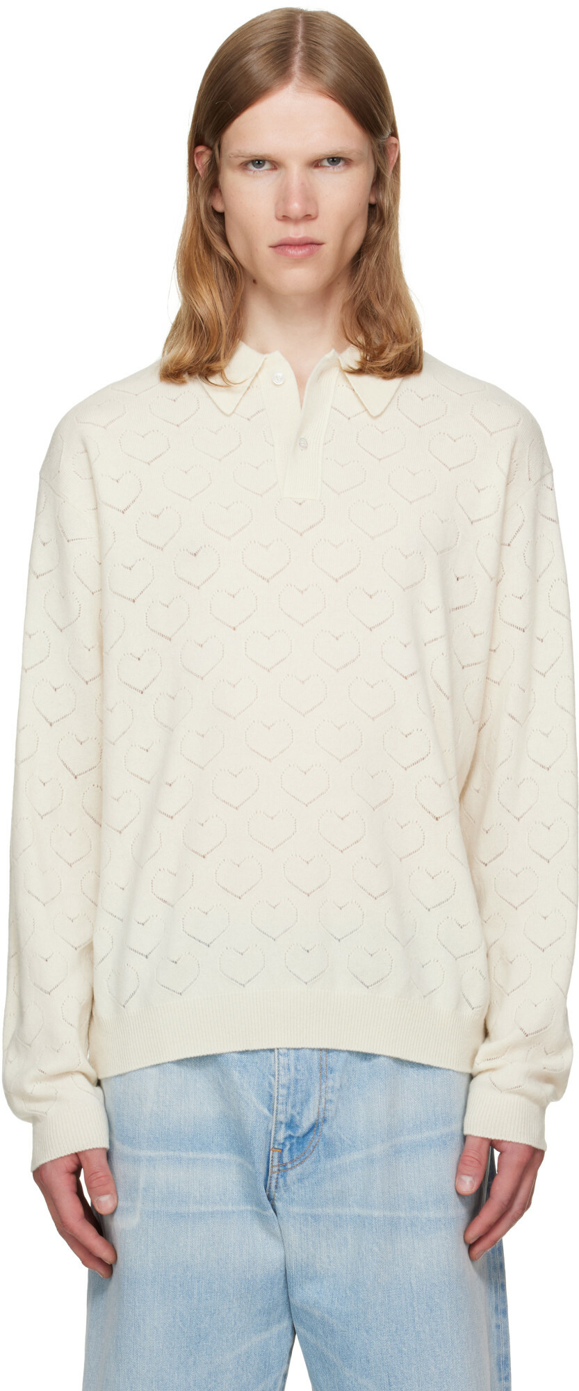 vowels Off-White Eyelet Polo
