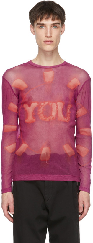 Photo: Dries Van Noten Purple Len Lye Edition Semi-Sheer Long Sleeve T-Shirt