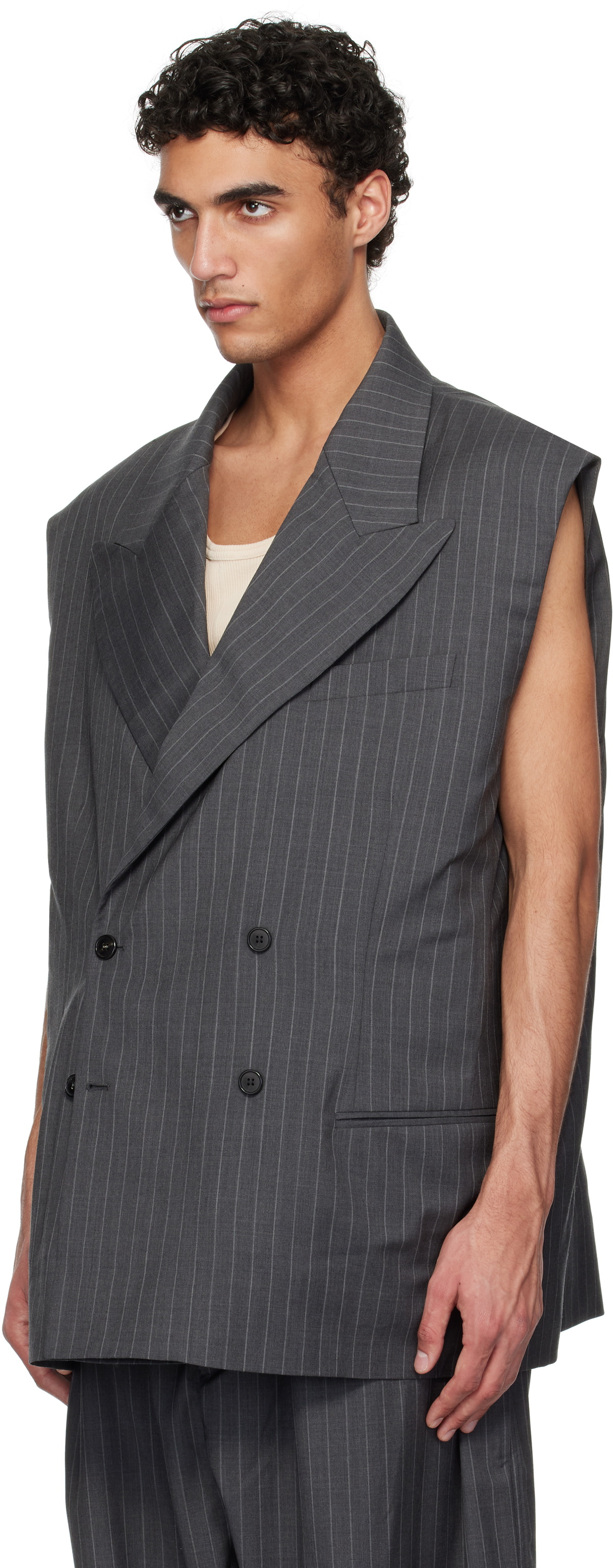 Hed Mayner Gray Pinstripe Vest Set Hed Mayner