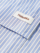 Nanushka - Jari Logo-Appliquéd Striped Modal-Blend Poplin Shirt - Blue