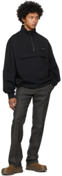Wooyoungmi Black Patch Logo Quarter-Zip Sweater