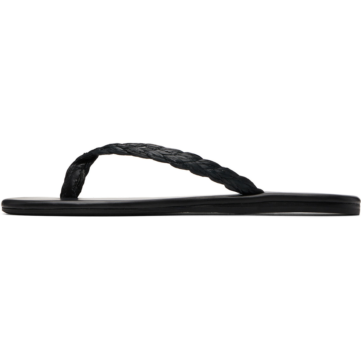 Ancient Greek Sandals Black Saionara Raffia Flip-Flops