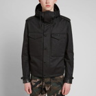 Saint Laurent Men's Leather Detail Hooded Jacket in Black