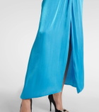Costarellos Roanna draped lamé georgette gown