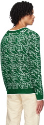 Casablanca Green Heart Monogram Sweater