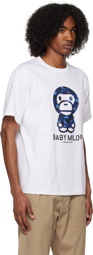 BAPE White & Navy Camo 'Baby Milo' T-Shirt