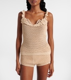 Elie Saab Crochet floral-appliqué cotton-blend top