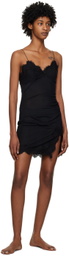 Fleur du Mal Black Gathered Minidress