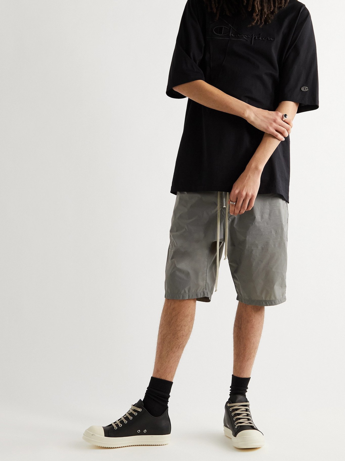 Rick Owens X Champion logo-embroidered semi-sheer Shorts - Farfetch