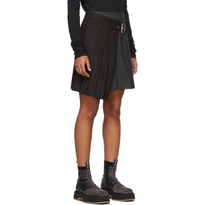 McQ Alexander McQueen Black and Red Deconstructed Kilt