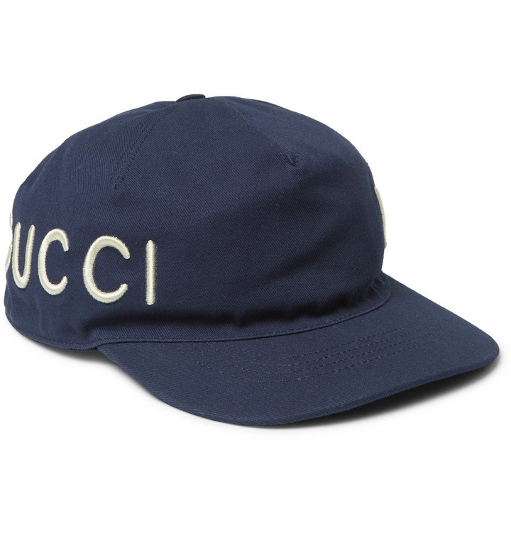 Photo: Gucci - Embroidered Cotton-Twill Baseball Cap - Men - Navy