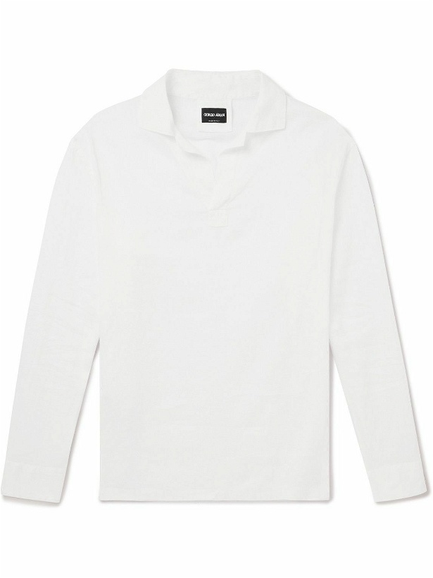 Photo: Giorgio Armani - Linen Polo Shirt - White