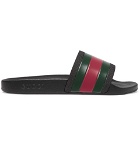 Gucci - Striped Rubber Slides - Black