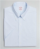 Brooks Brothers Men's Stretch Madison Relaxed-Fit Dress Shirt, Non-Iron Poplin End-on-End Short-Sleeve | Light Blue
