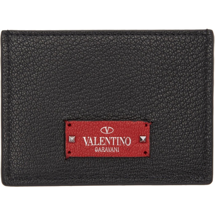 Photo: Valentino Black and Red Valentino Garavani Logo Patch Card Holder