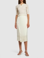 THEORY - Overlap Tech Satin Midi Slip Skirt