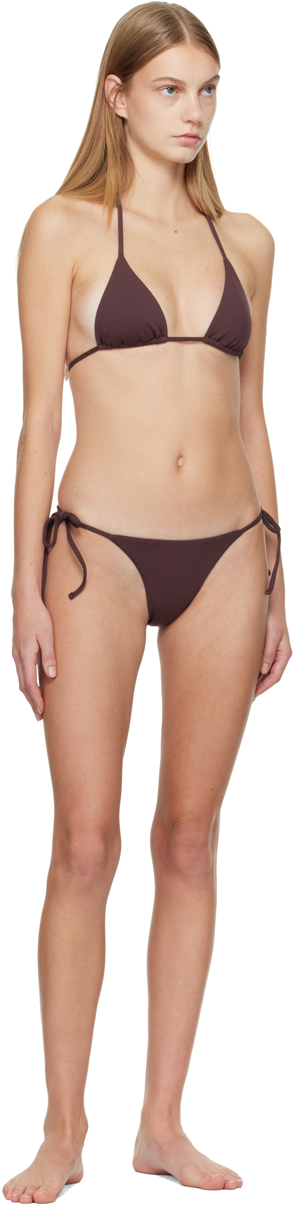Matteau Burgundy String Triangle Bikini Top
