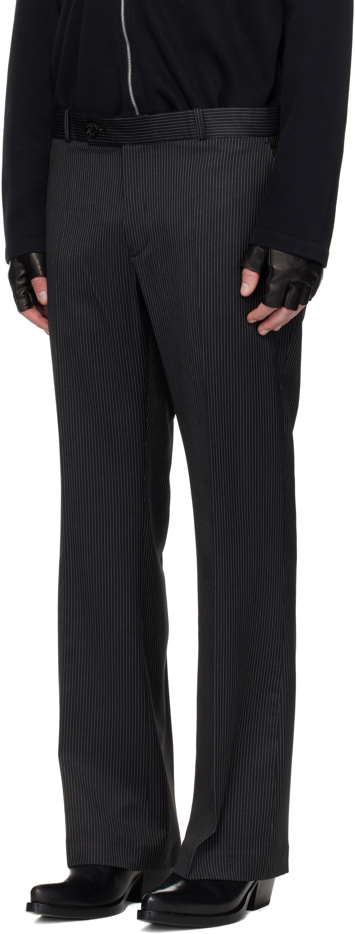 Ernest W. Baker Black Loose Fit Flare Trousers
