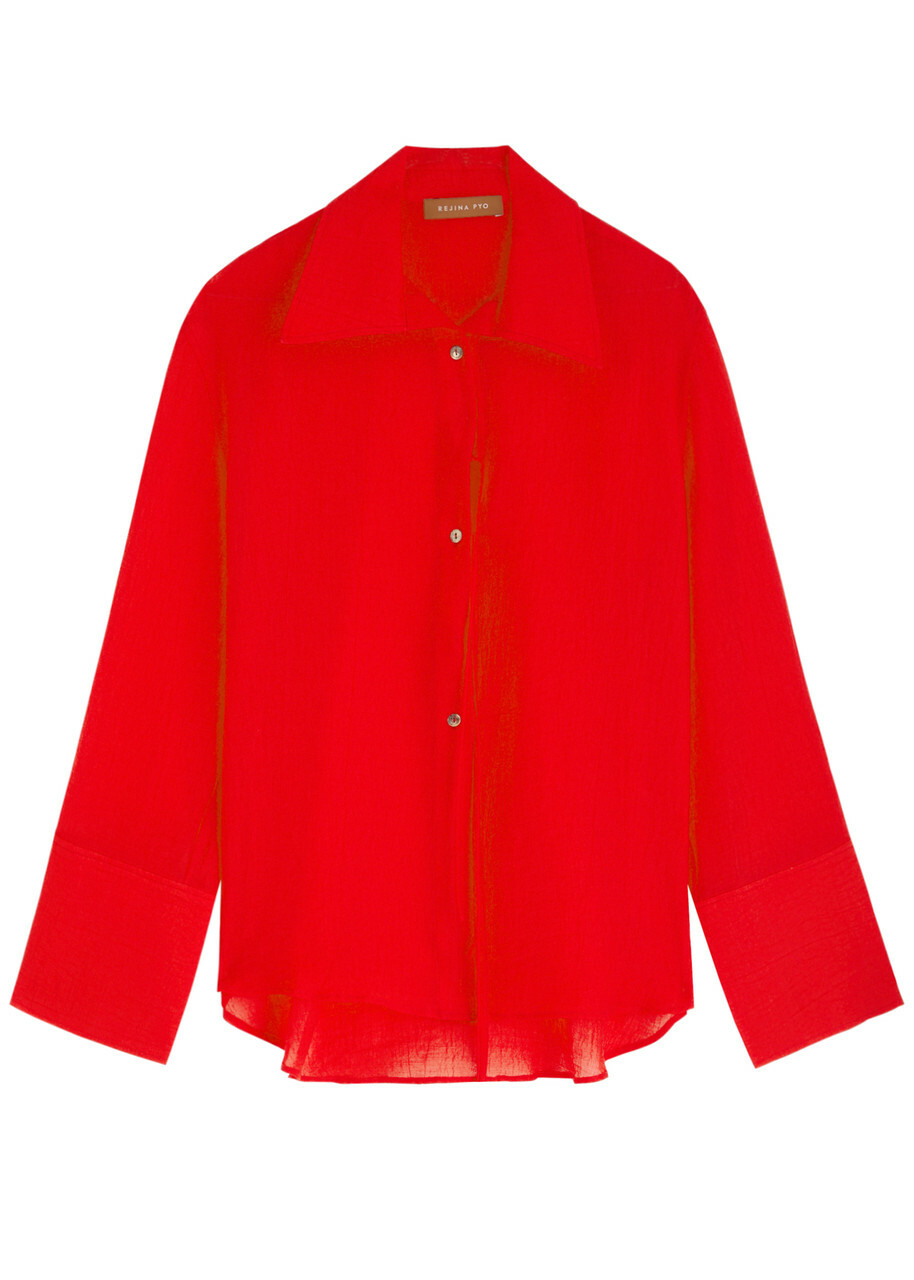 Rejina Pyo Saskia Crinkled tie Shirt Red
