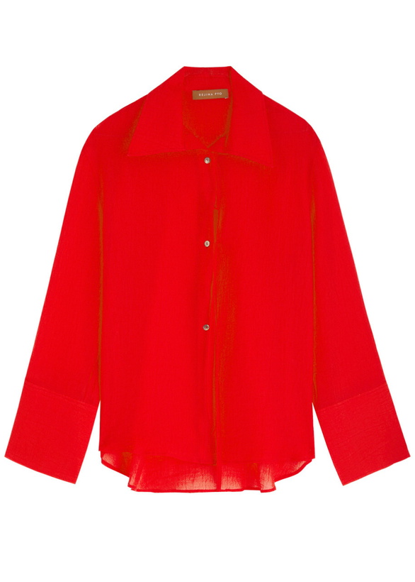 Photo: Rejina Pyo Saskia Crinkled tie Shirt Red