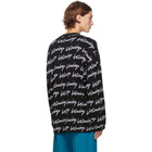 Balenciaga Black and White Knit Scribble Logo Sweater