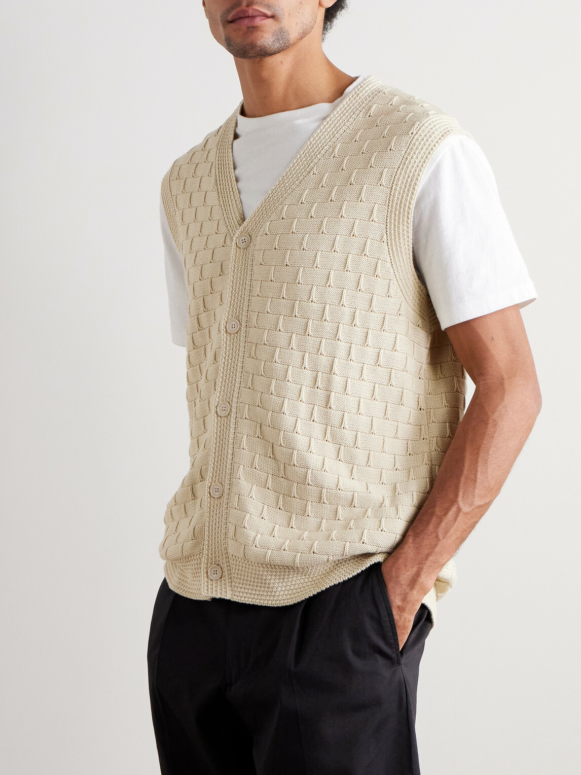 NN07 - Reece 6600 Pointelle-Knit Organic Cotton Vest - Neutrals