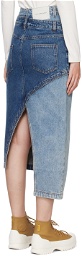 Feng Chen Wang Blue Deconstructed Denim Midi Skirt