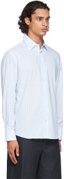 Dunhill Blue & White Striped Poplin Shirt