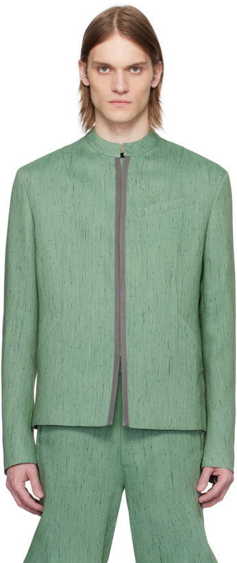 Photo: CMMAWEAR SSENSE Exclusive Green Takada School Blazer