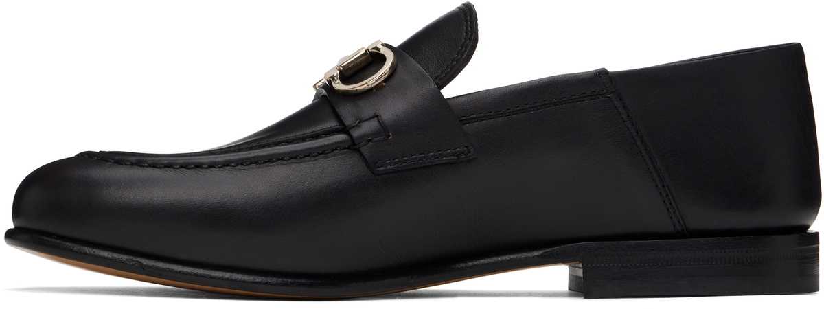 Ferragamo Black Gancini Ornament Mule Loafers