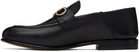 Ferragamo Black Gancini Ornament Mule Loafers