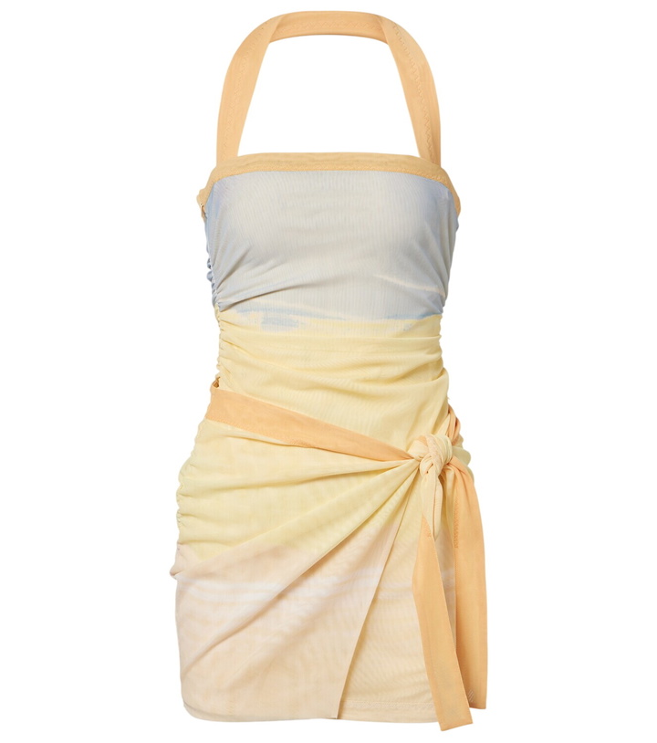 Photo: SIR Printed halterneck mesh minidress