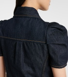 McQueen Puff-sleeve denim minidress