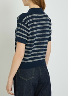 Moncler Striped Logo Terry Polo Shirt Navy