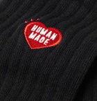 Human Made - Logo-Embroidered Ribbed Cotton-Blend Socks - Black