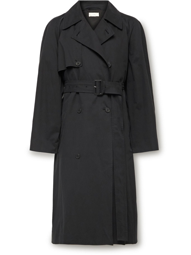 Photo: The Row - Omar Double-Breasted Belted Cotton-Blend Twill Trench Coat - Black