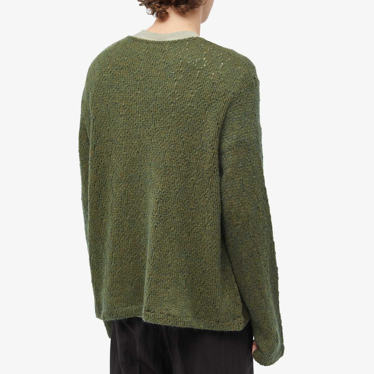 Our Legacy Men's Double Lock U Neck in Moor Green Crochet