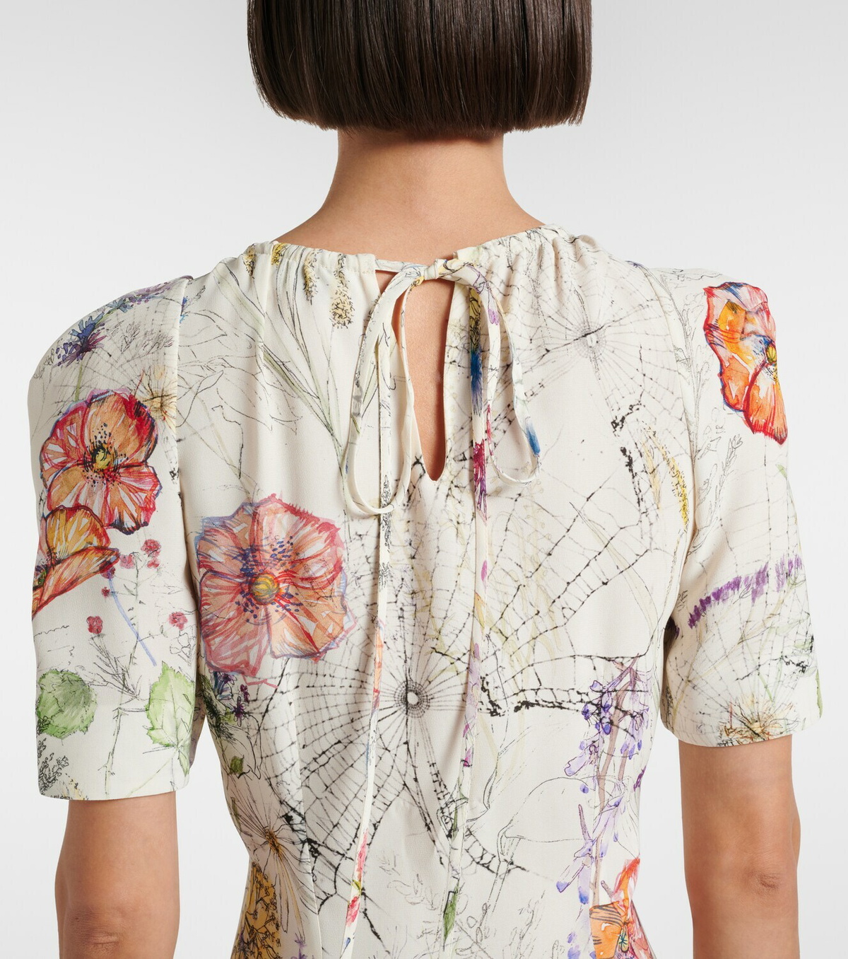 McQueen Floral asymmetric midi dress