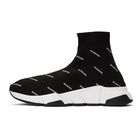 Balenciaga Black All-Over Logo Speed Sneakers