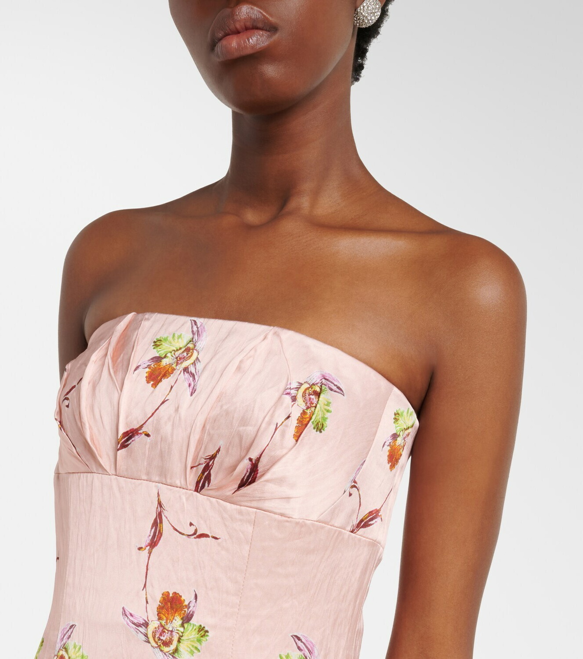 Emilia Wickstead Kaia floral satin bustier dress