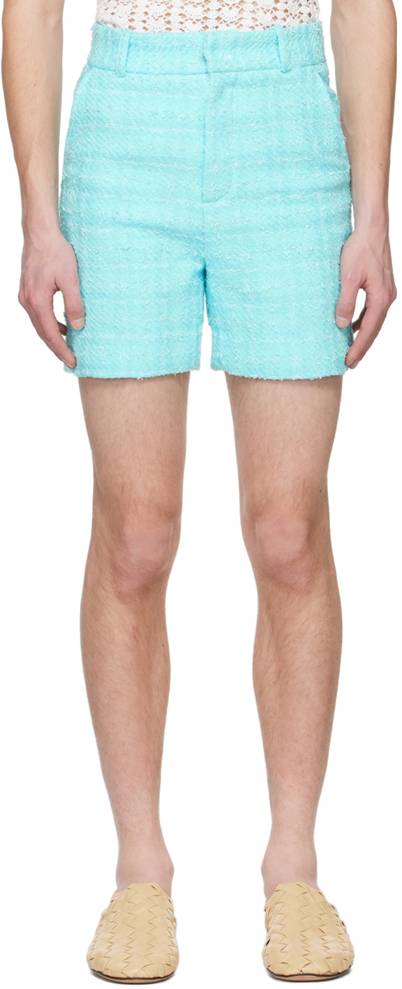 young n sang Blue Sequinned Shorts