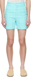 young n sang Blue Sequinned Shorts
