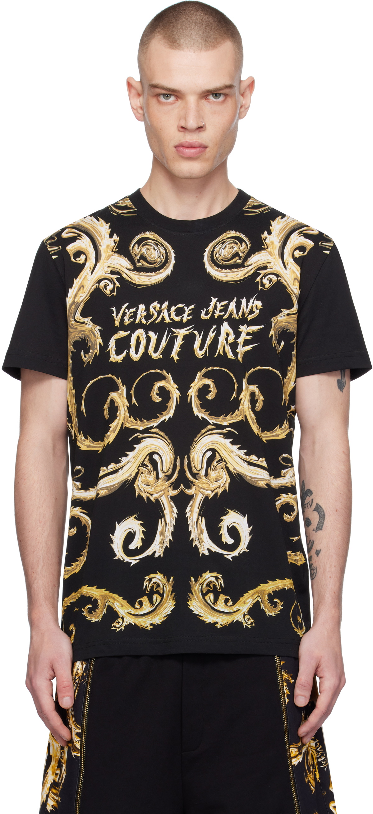 Versace Jeans Couture Black Chromo Couture Slim-Fit T-shirt