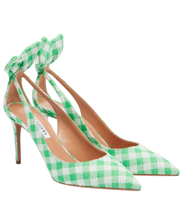 Photo: Aquazzura Bow Tie bow-detail checked pumps