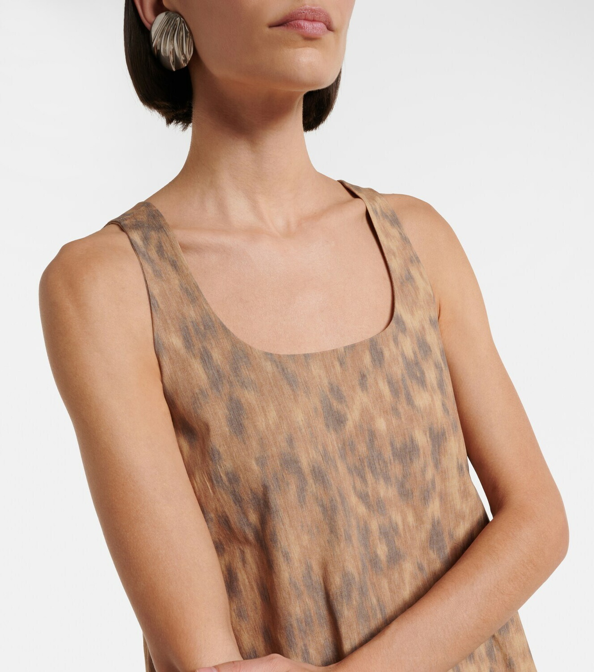 Ganni Ruffled printed cotton minidress
