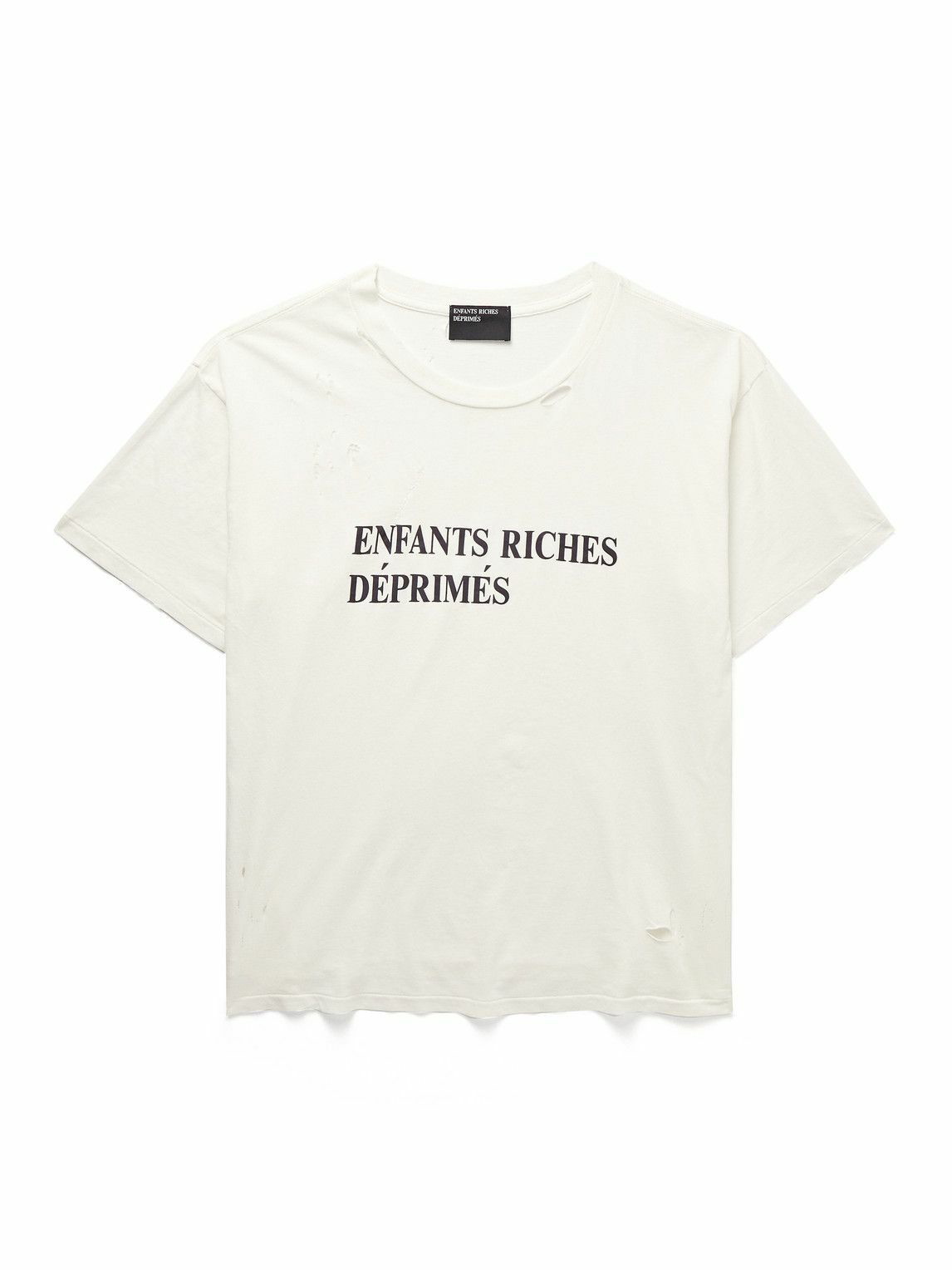 Enfants Riches Déprimés - Distressed Logo-Print Cotton-Jersey T-Shirt ...