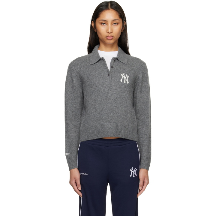 Photo: Sporty & Rich Gray Heritage Yankees Serif Cashmere Polo