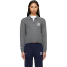 Sporty & Rich Gray Heritage Yankees Serif Cashmere Polo