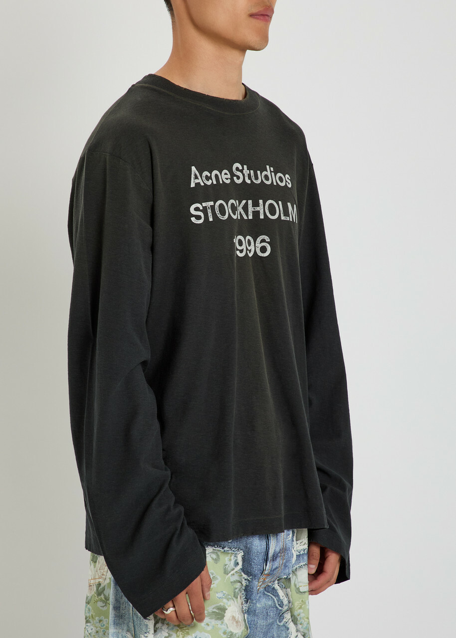 Acne Studios Logo-print Long-sleeve Cotton-blend T-shirt Black Other