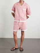 BODE - Heart Deco Straight-Leg Logo-Appliquéd Cotton-Faille Shorts - Pink